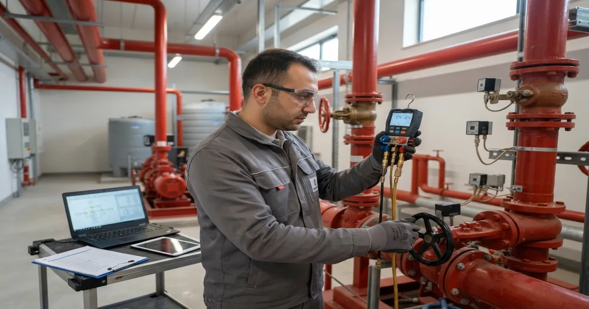 Yangın Tesisatı Devreye Alma ve Test Süreci Nasıl İlerler? kapsamında yapılan ölçüm ve kontrol çalışması